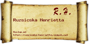 Ruzsicska Henrietta névjegykártya
